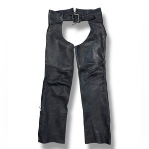 NATAL LEATHER Motorcycle Apparel Black Full Grain Leather Chaps